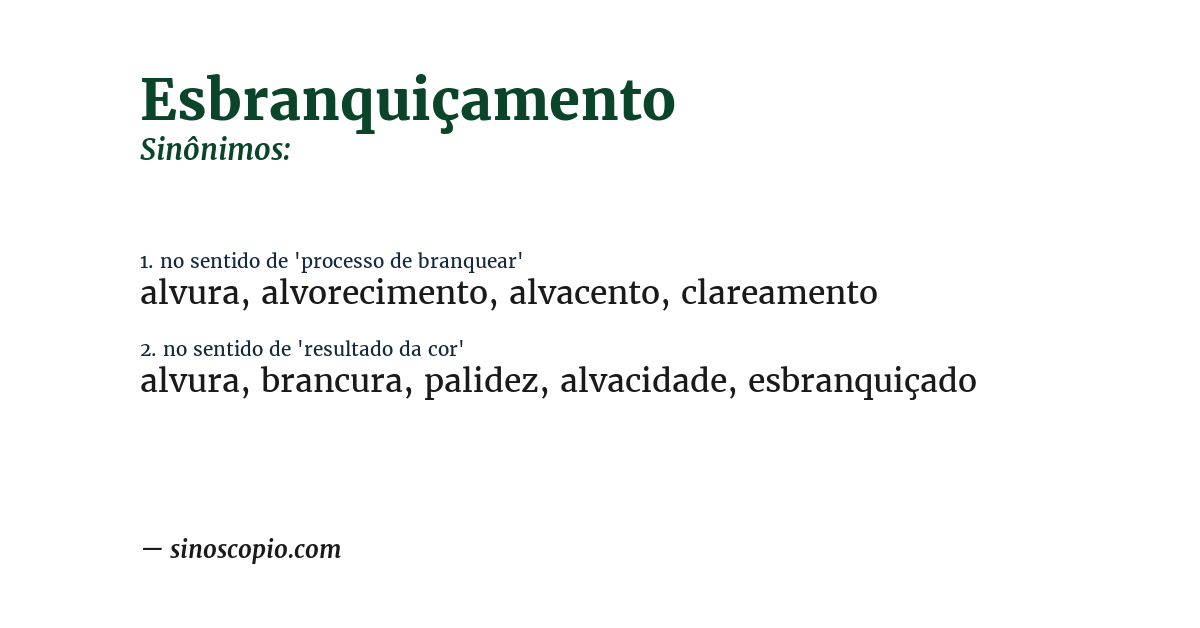 Sinônimo de esbranquiçamento