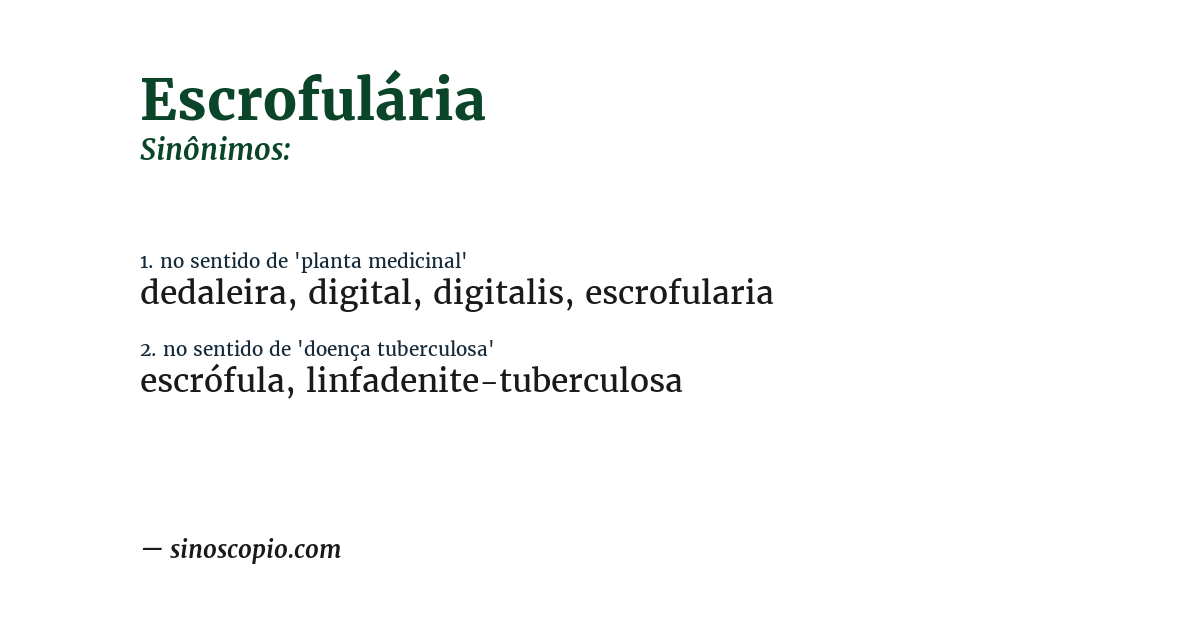 Sinônimo de escrofulária