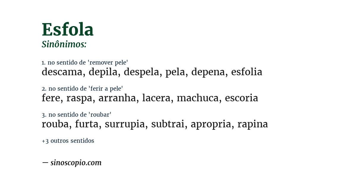 Sinônimo de esfola