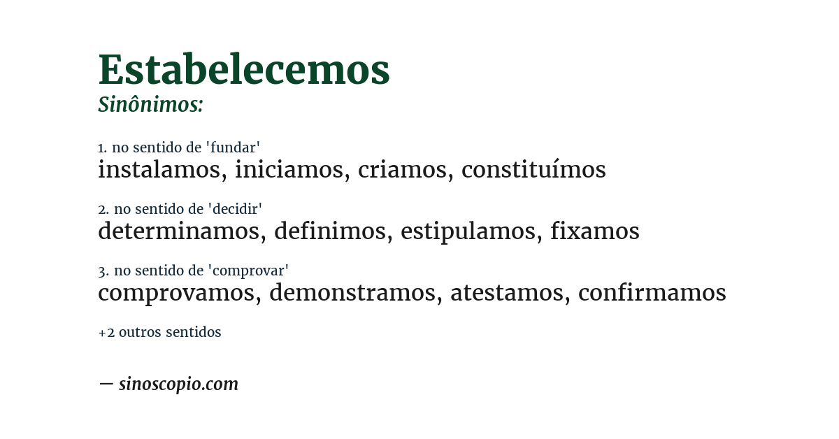 Sinônimo de estabelecemos