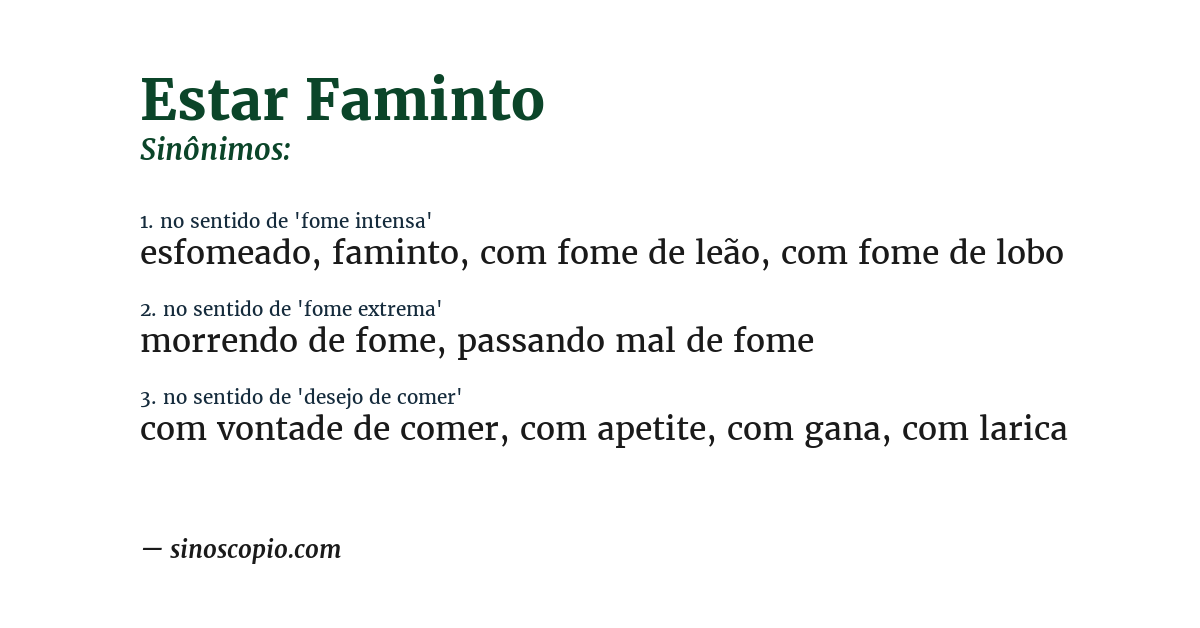 Sinônimo de estar faminto