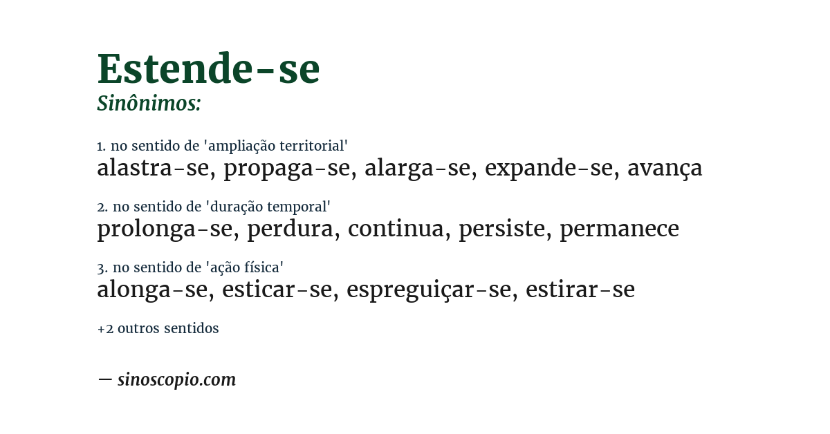 Sinônimo de estende-se