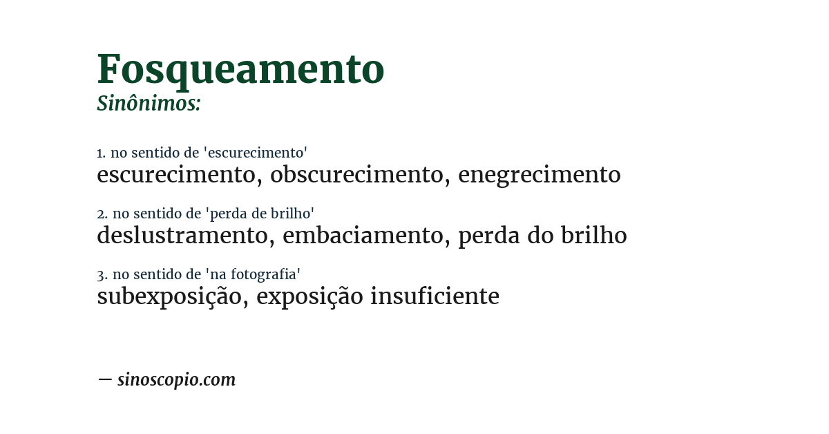 Sinônimo de fosqueamento