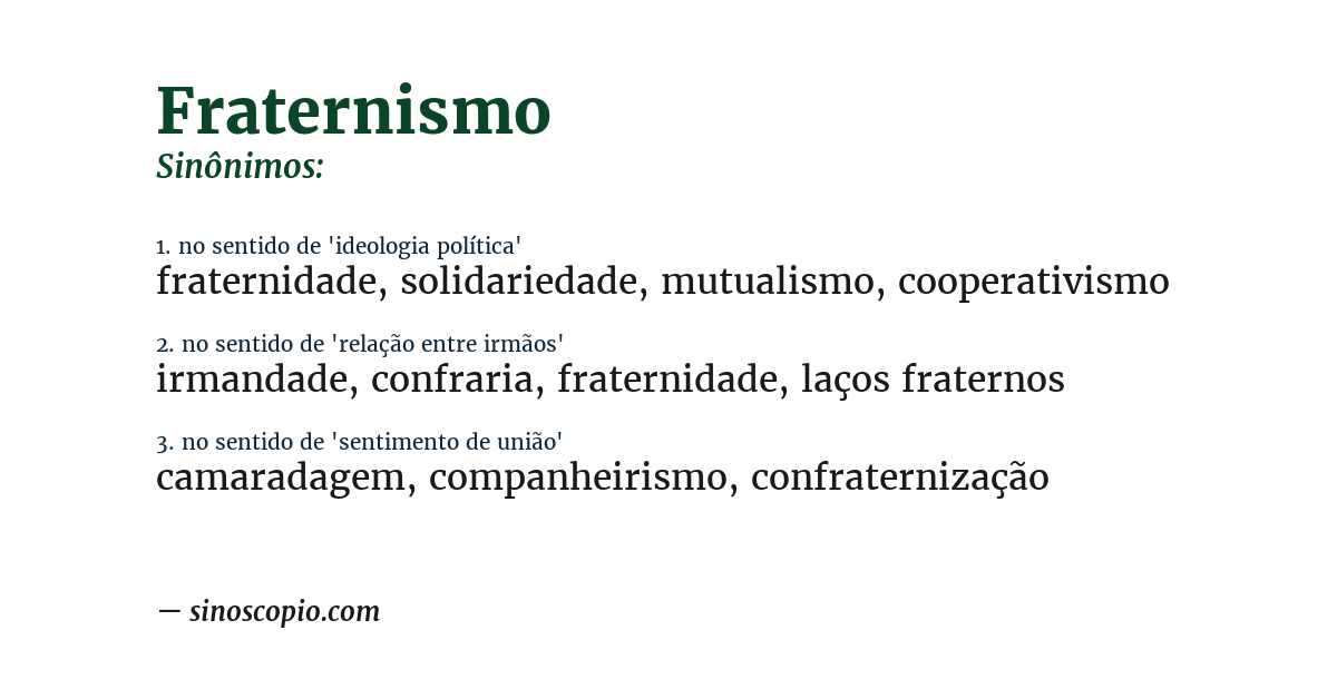 Sinônimo de fraternismo