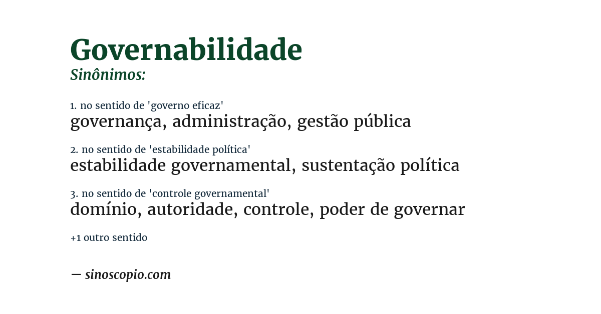 Sinônimo de governabilidade