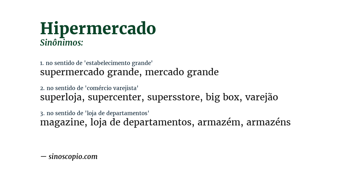 Sinônimo de hipermercado