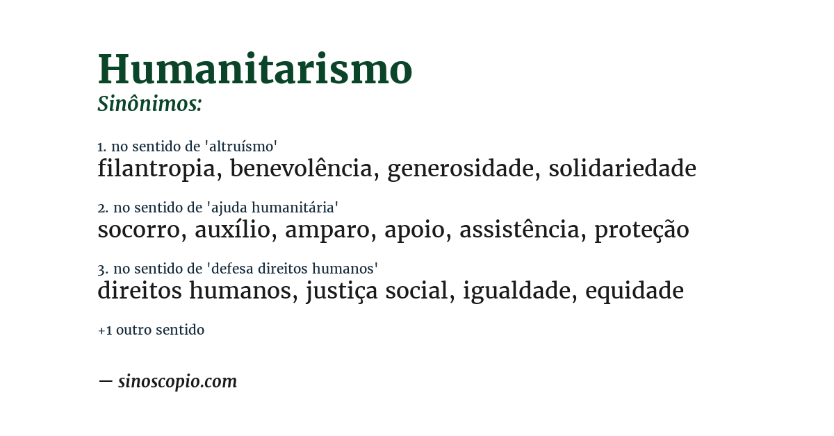 Sinônimo de humanitarismo