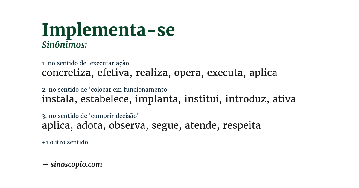 Sinônimo de implementa-se