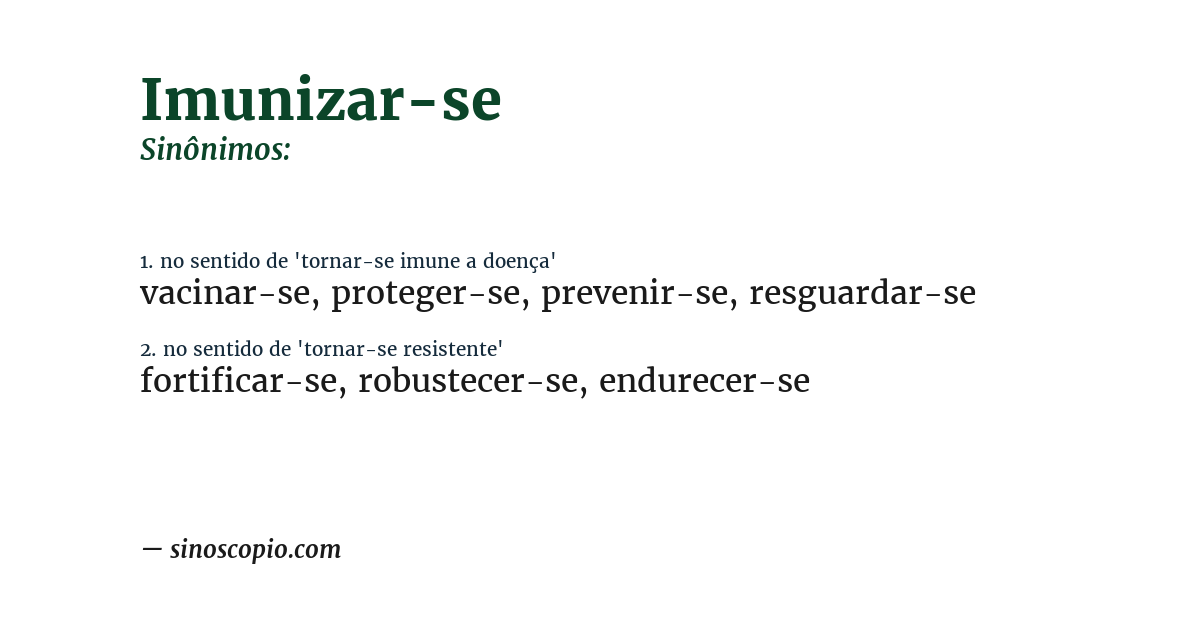 Sinônimo de imunizar-se