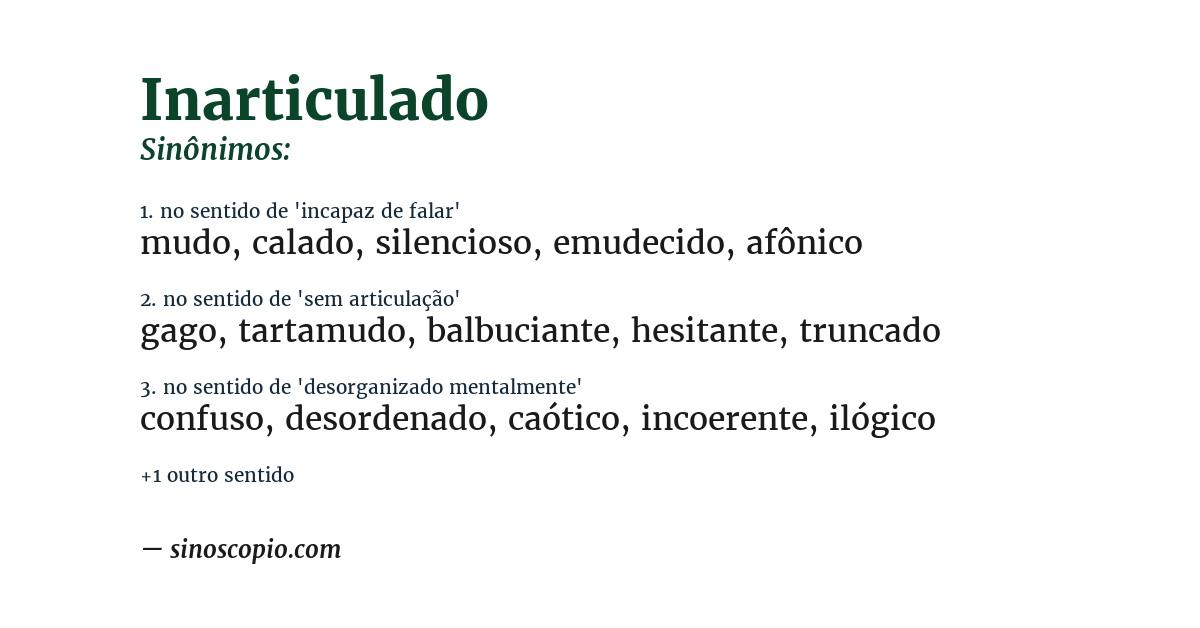 Sinônimo de inarticulado