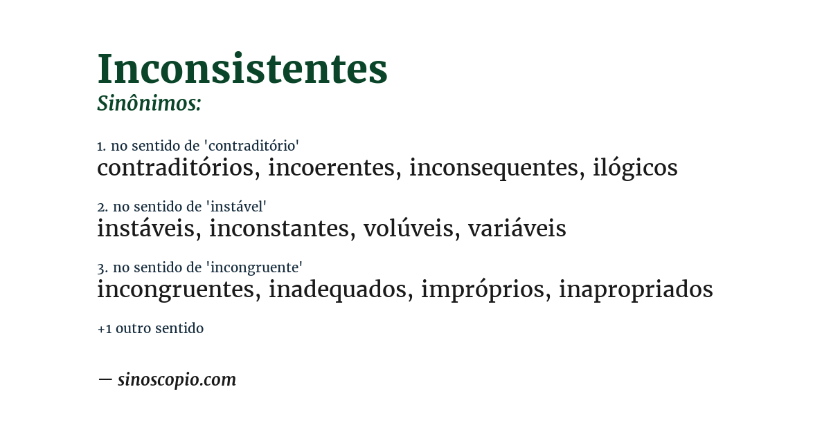 Sinônimo de inconsistentes
