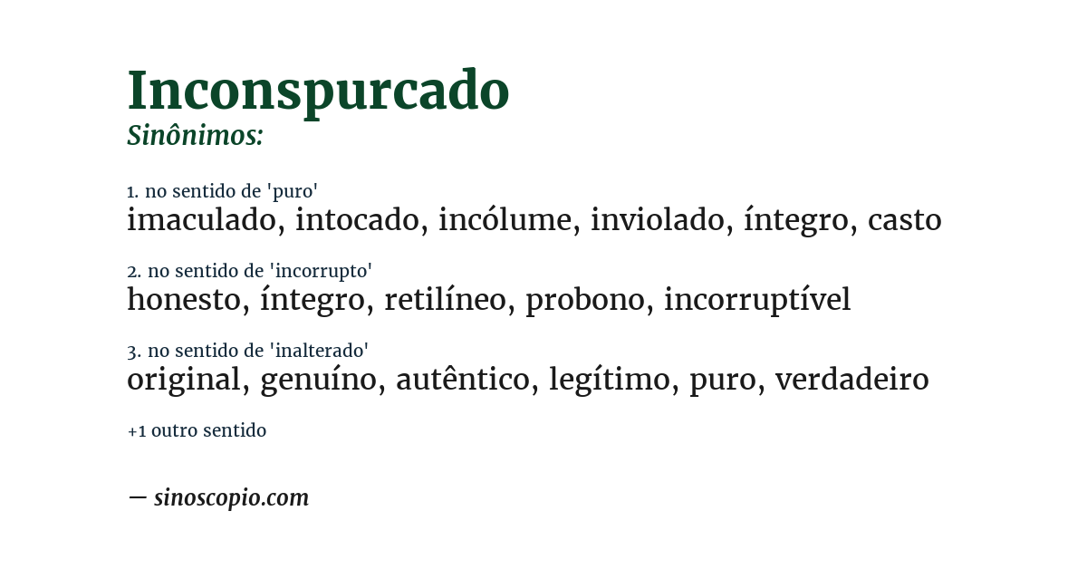 Sinônimo de inconspurcado