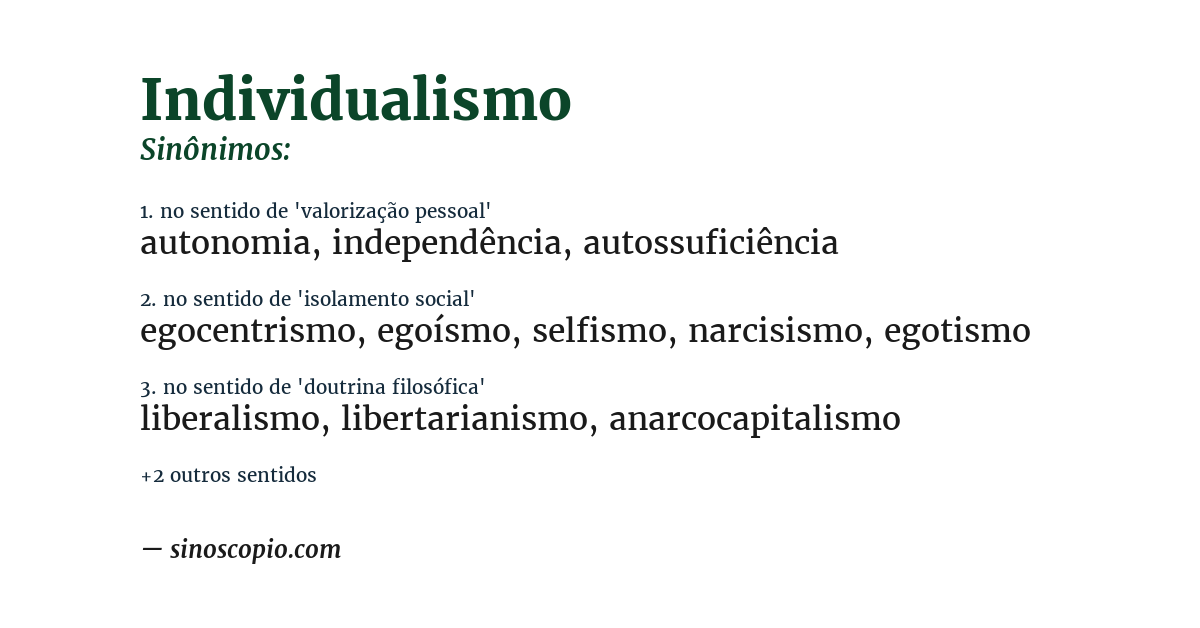 Sinônimo de individualismo