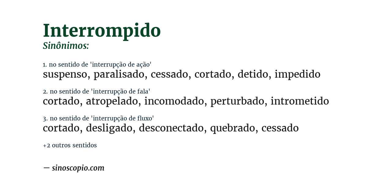 Sinônimo de interrompido
