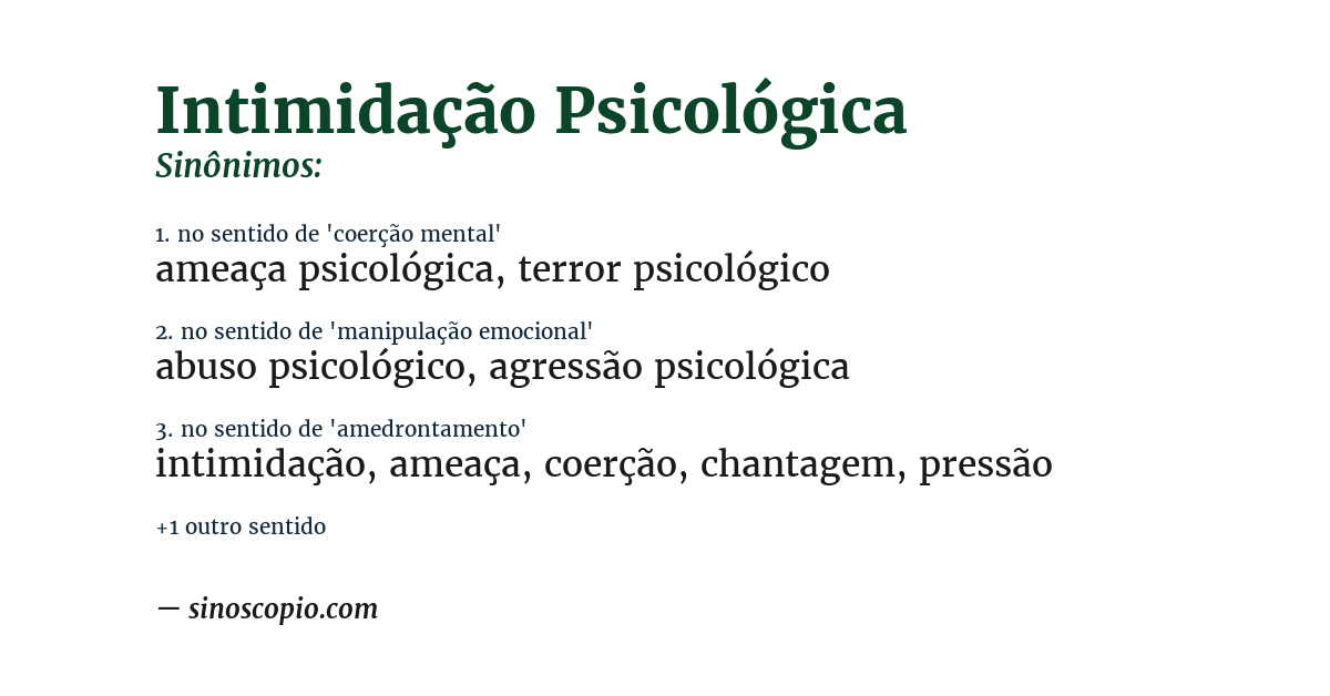 Sinônimo de intimidação psicológica