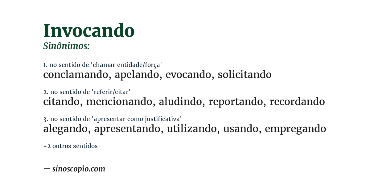 Sinônimo de invocando