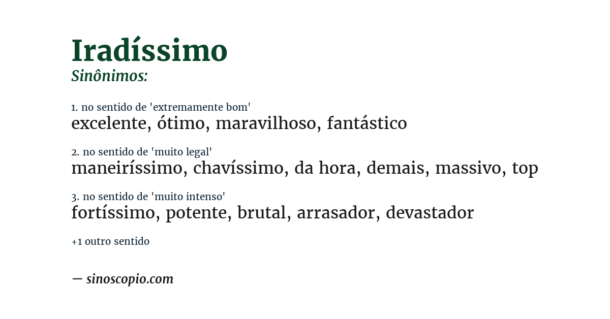 Sinônimo de iradíssimo