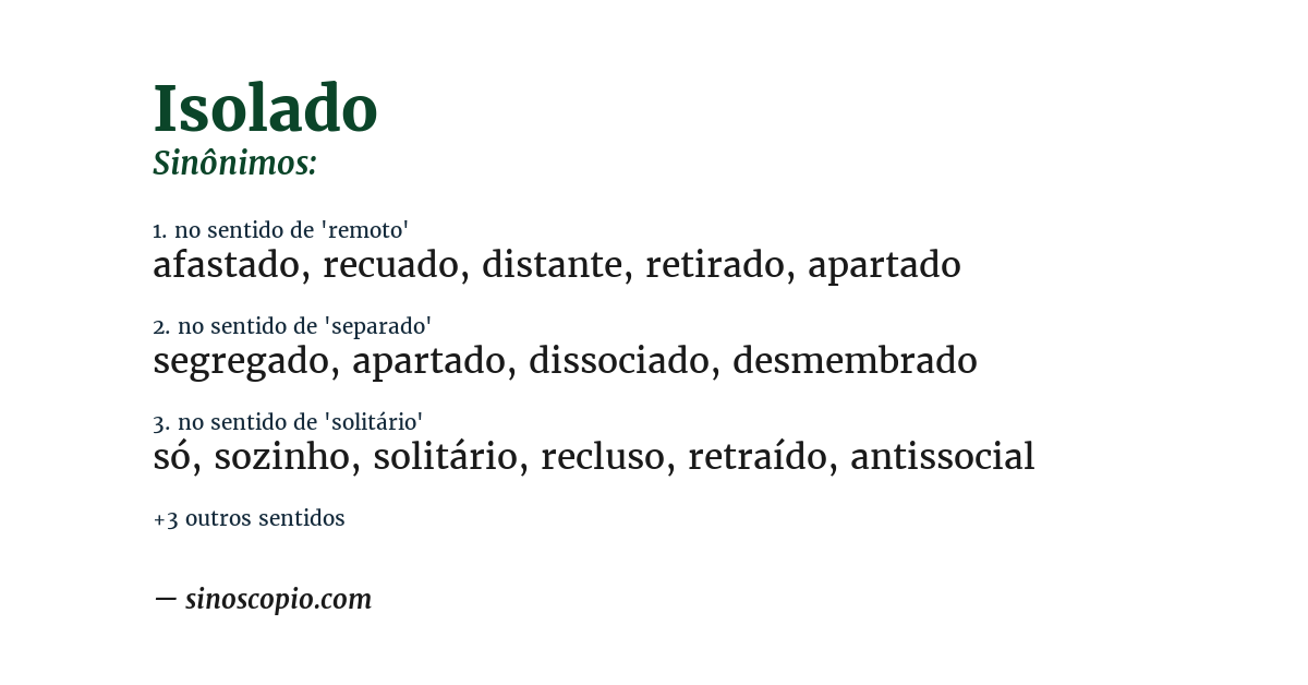 Sinônimo de isolado