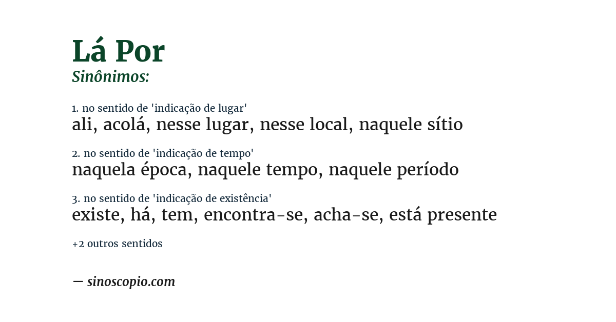 Sinônimo de lá por
