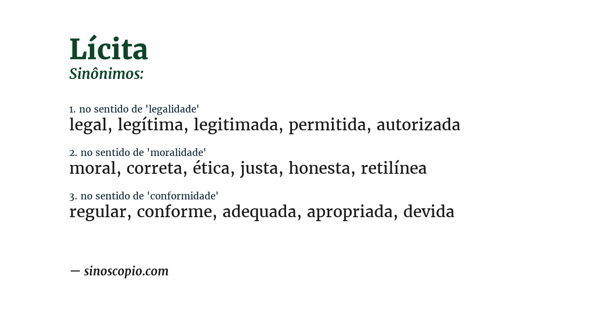 Sinônimo de lícita