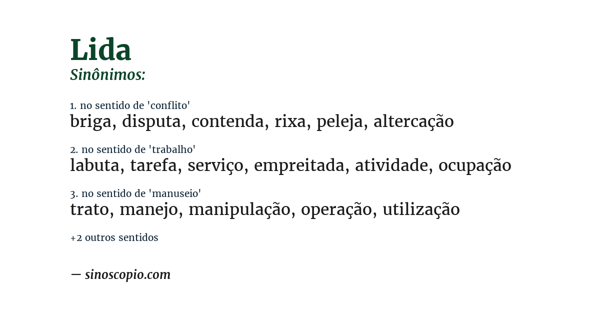 Sinônimo de lida