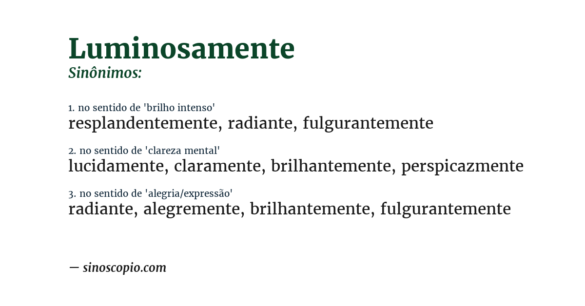 Sinônimo de luminosamente