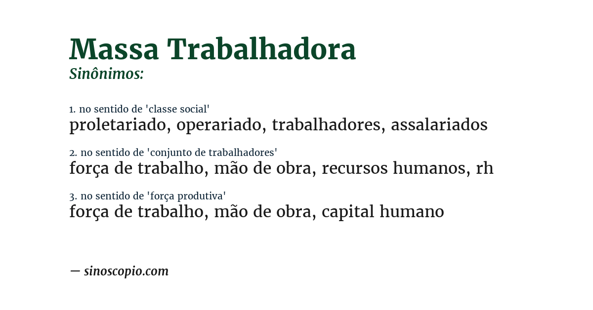 Sinônimo de massa trabalhadora