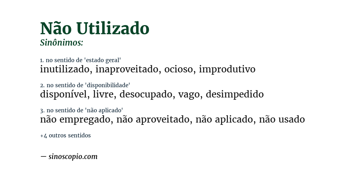 Sinônimo de não utilizado