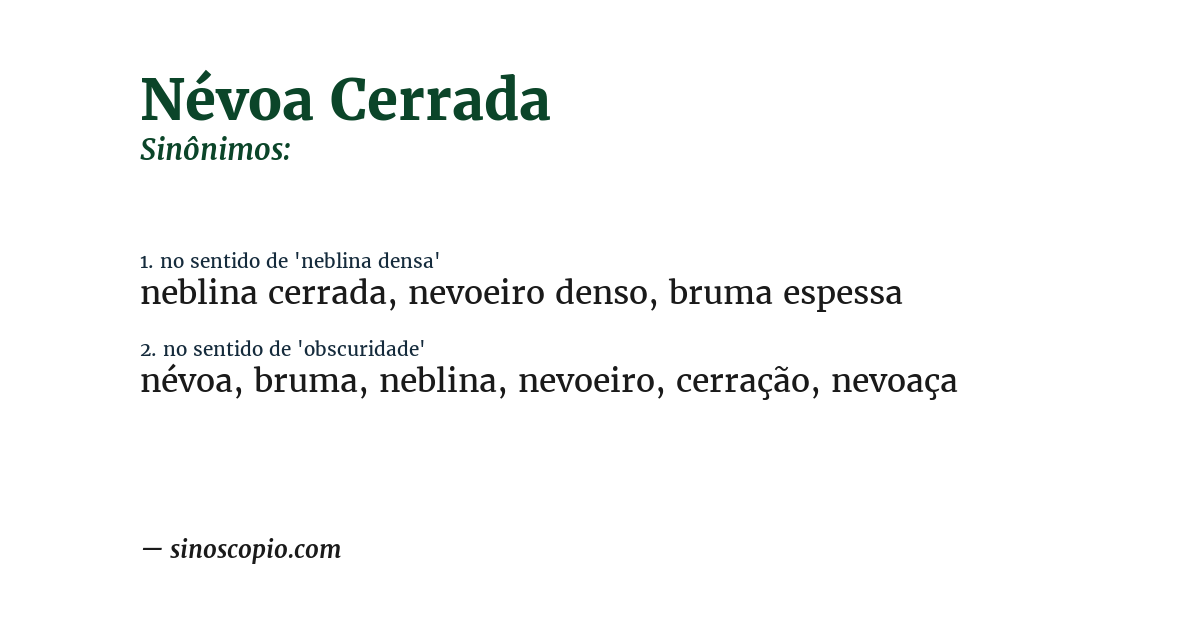 Sinônimo de névoa cerrada