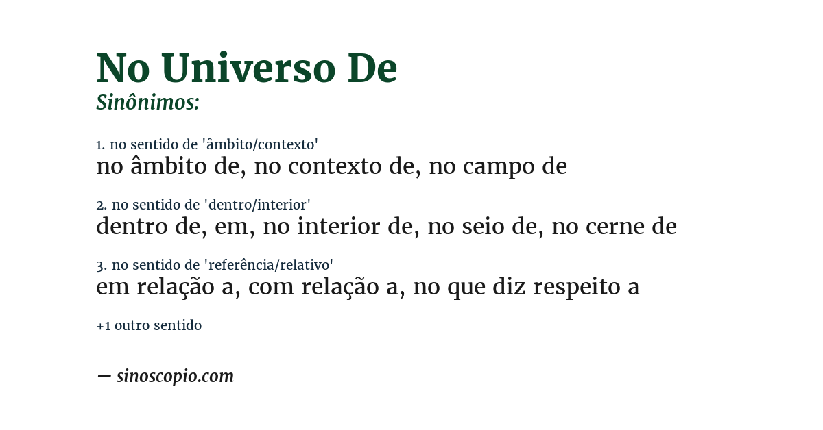 Sinônimo de no universo de