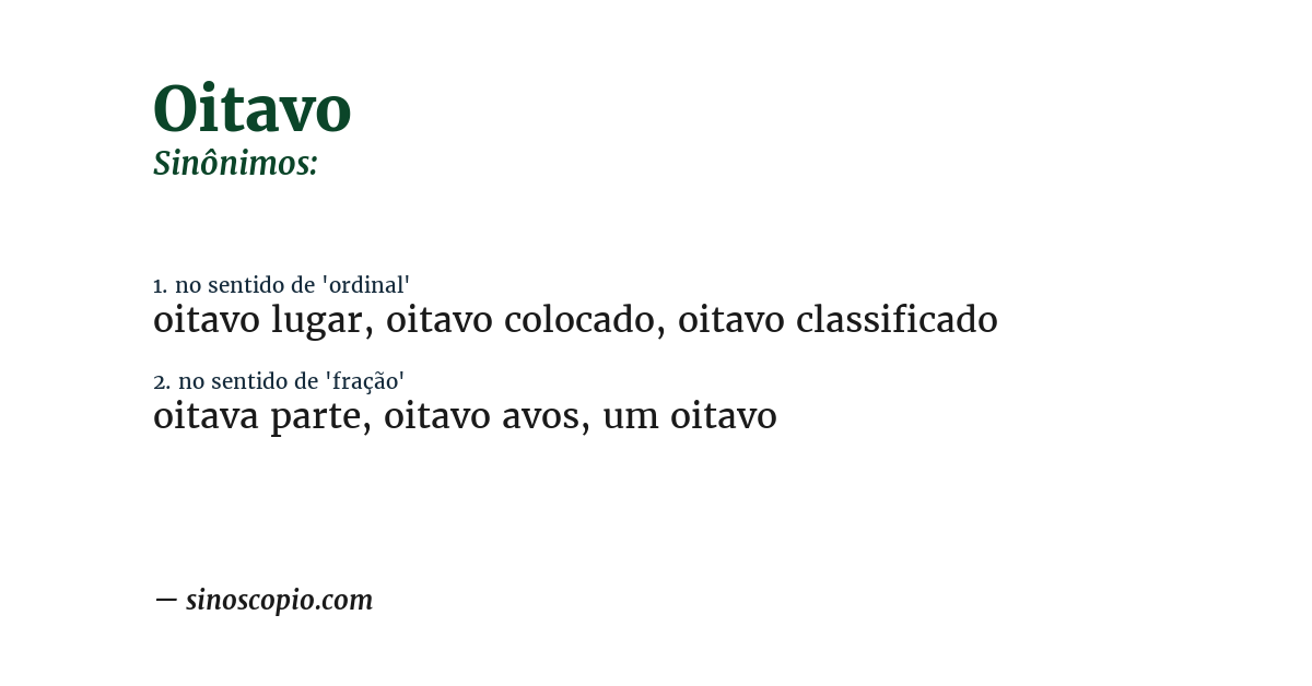 Sinônimo de oitavo
