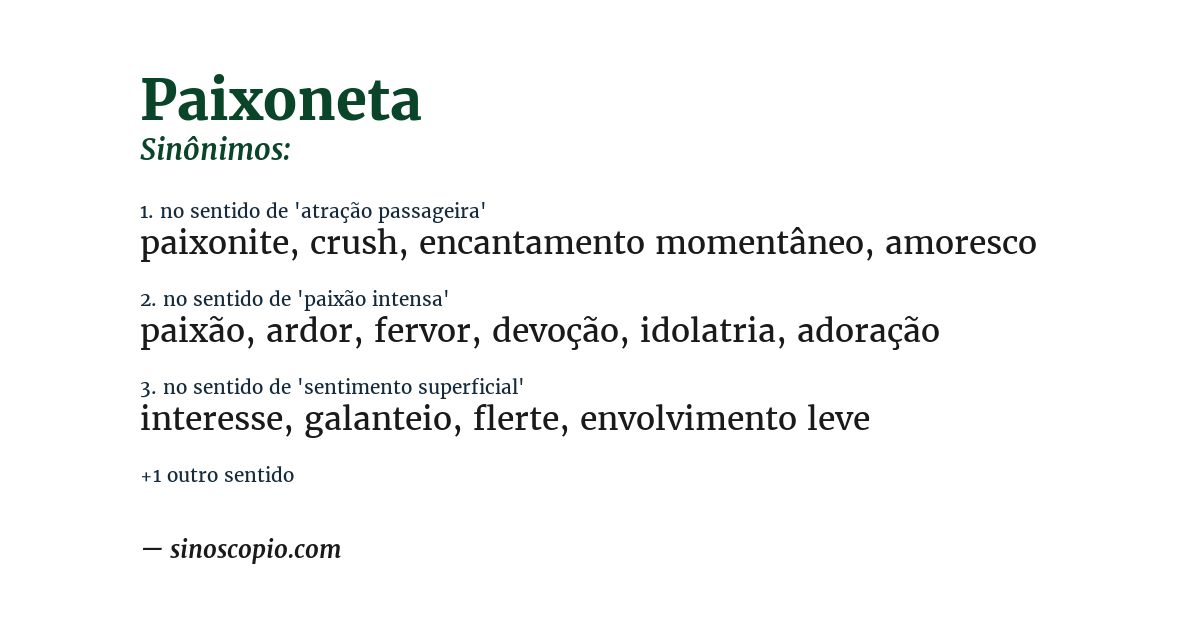 Sinônimo de paixoneta