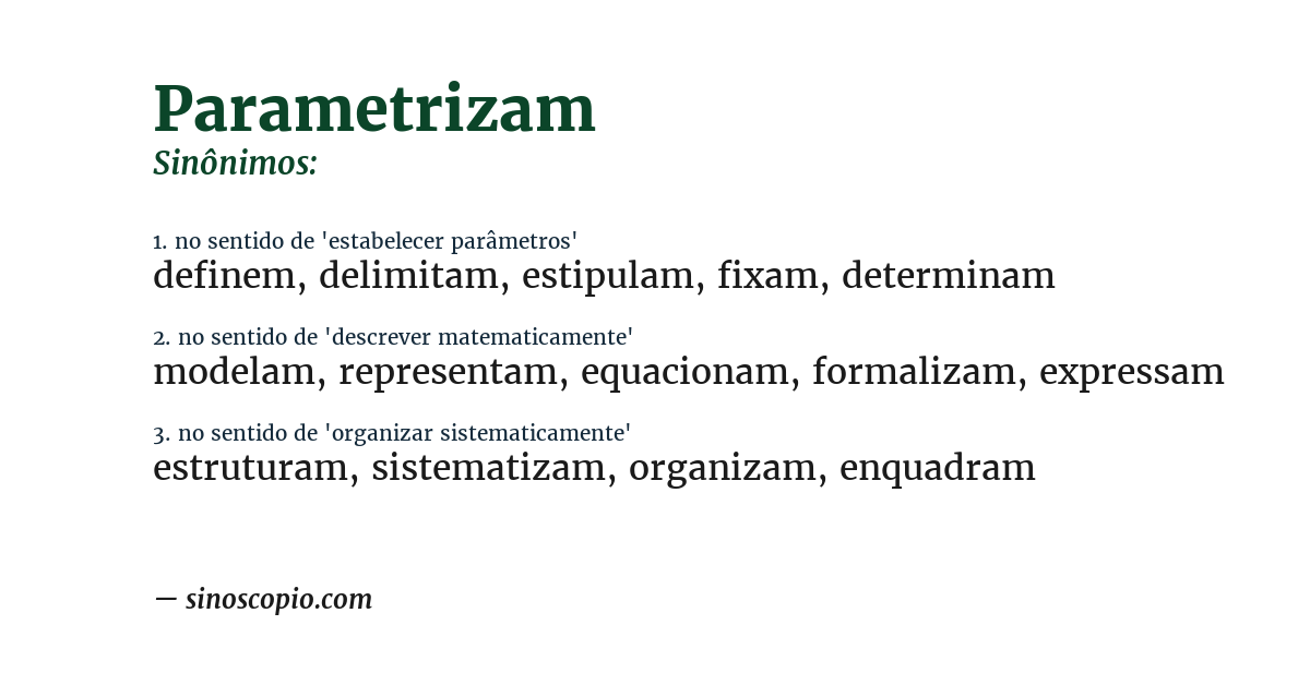 Sinônimo de parametrizam