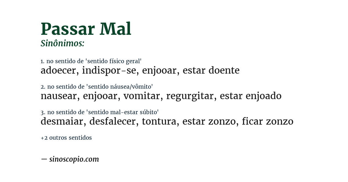 Sinônimo de passar mal