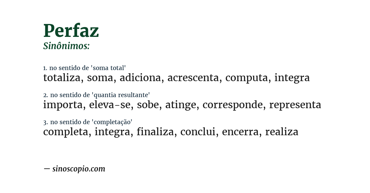 Sinônimo de perfaz