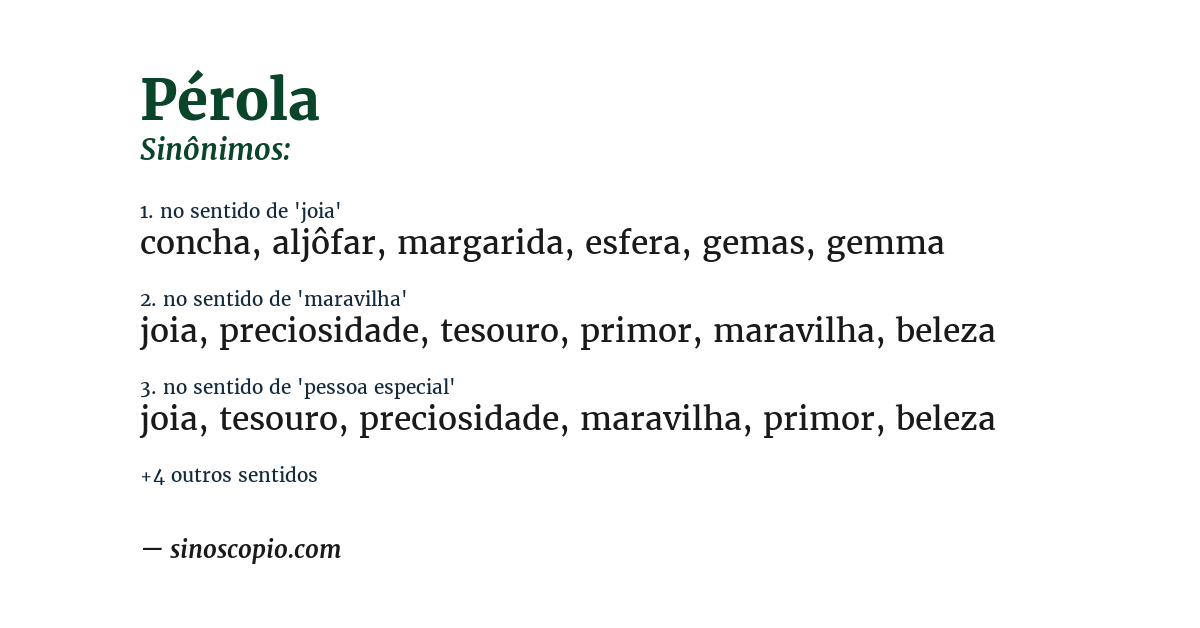 Sinônimo de pérola