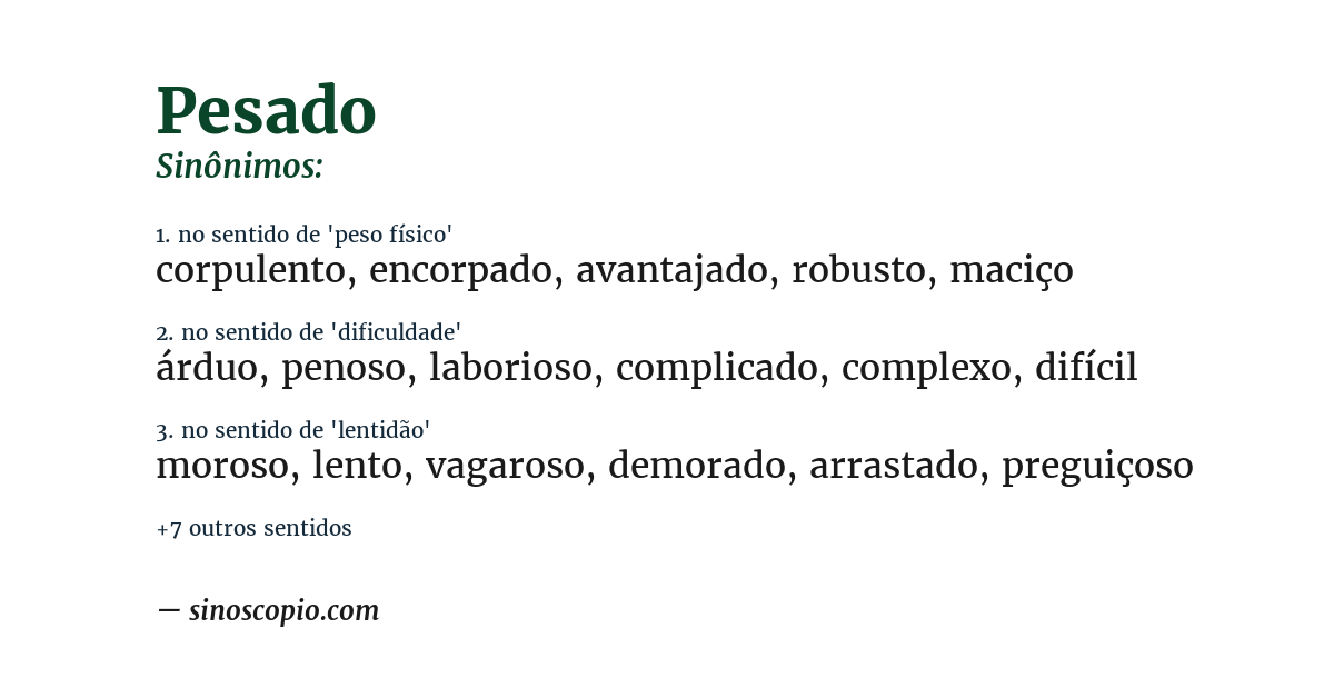 Sinônimo de pesado