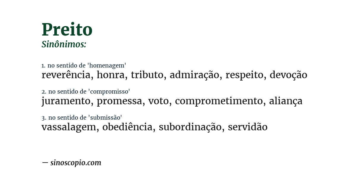 Sinônimo de preito