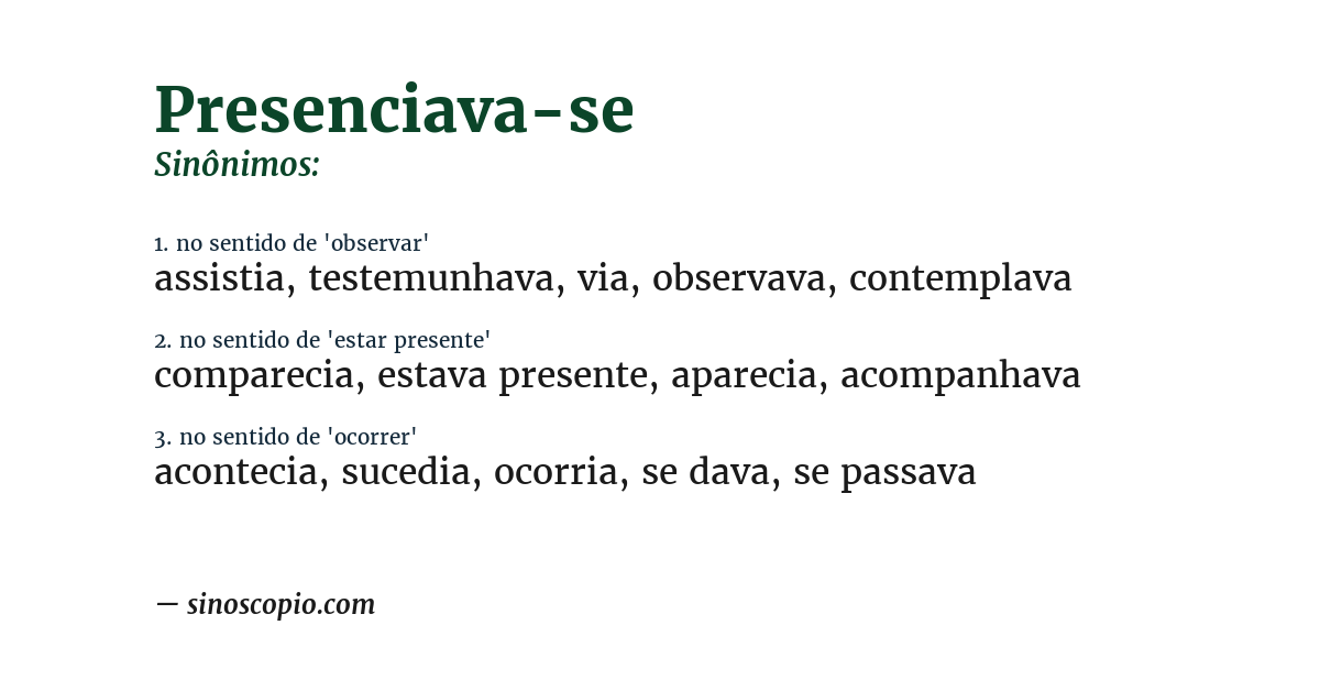 Sinônimo de presenciava-se