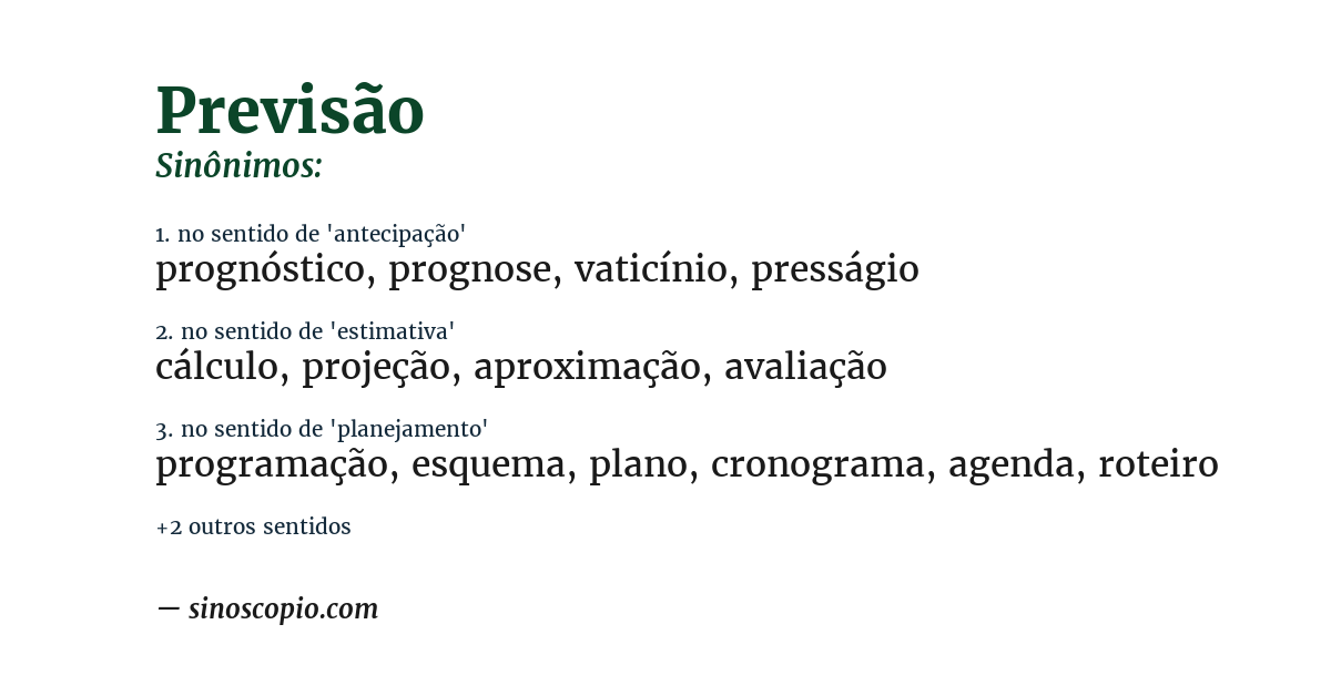 Sinônimo de previsão