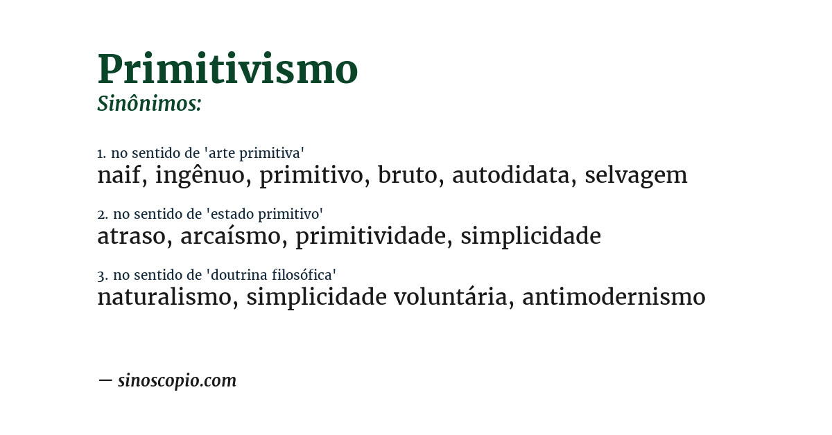 Sinônimo de primitivismo