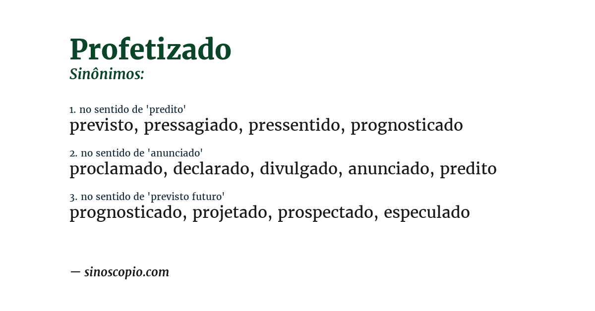 Sinônimo de profetizado