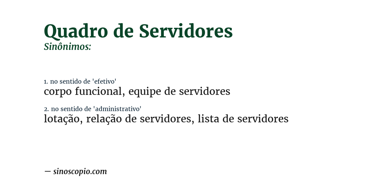 Sinônimo de quadro de servidores