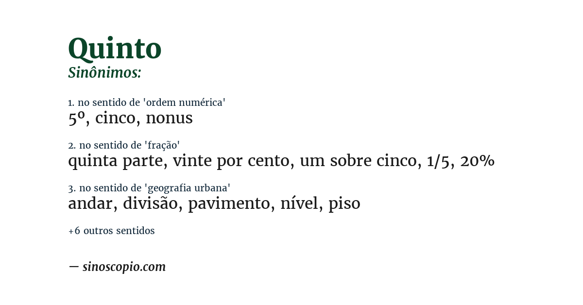 Sinônimo de quinto
