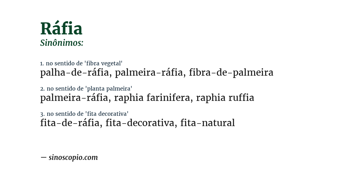 Sinônimo de ráfia