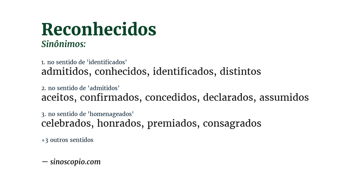 Sinônimo de reconhecidos