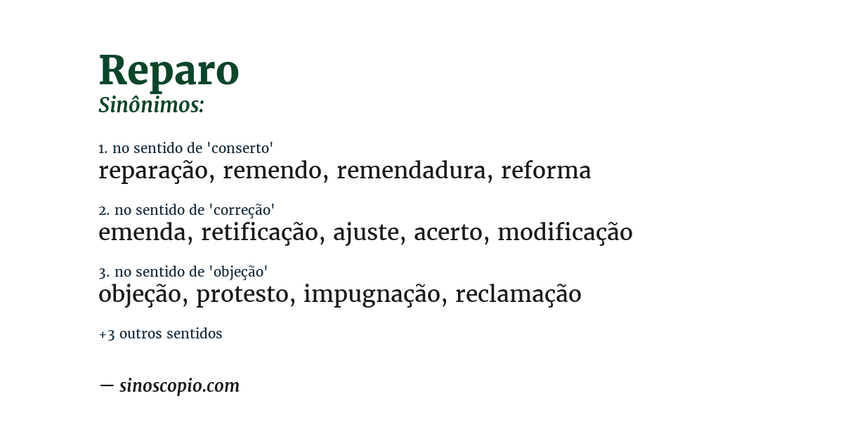 Sinônimo de reparo
