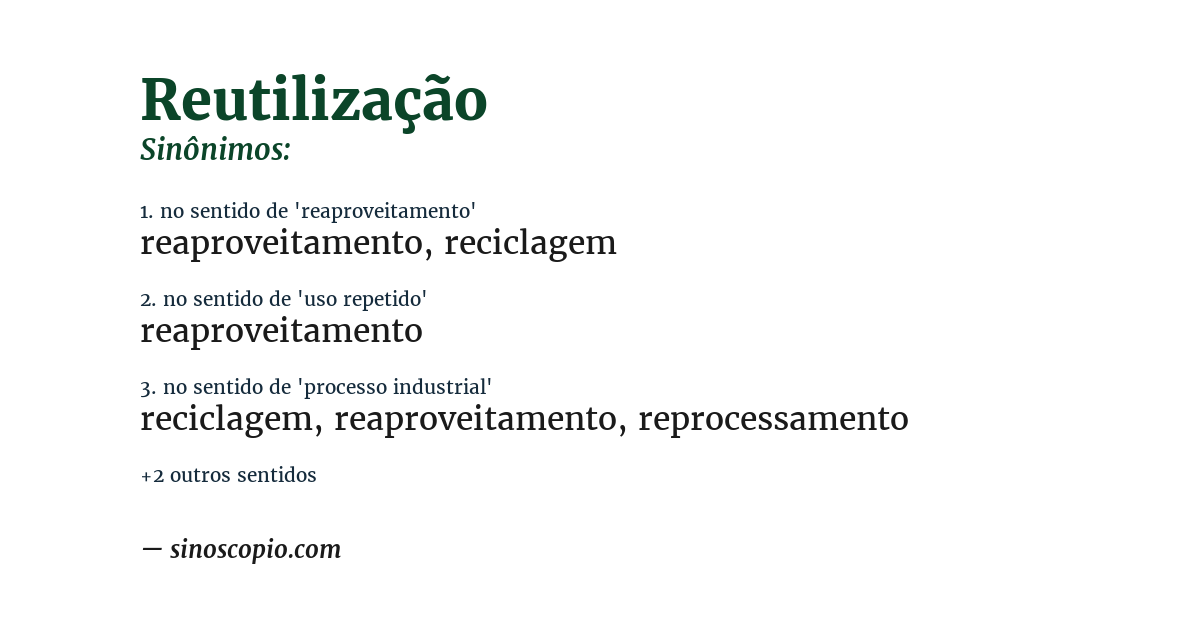 Sinônimo de reutilização