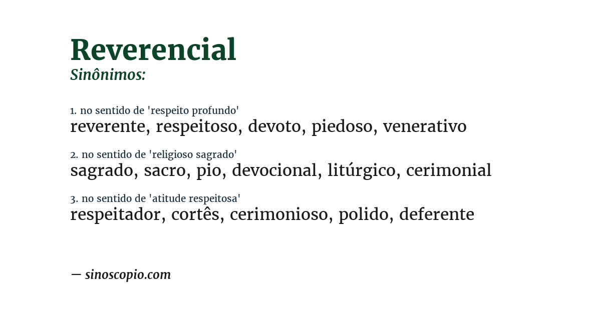 Sinônimo de reverencial