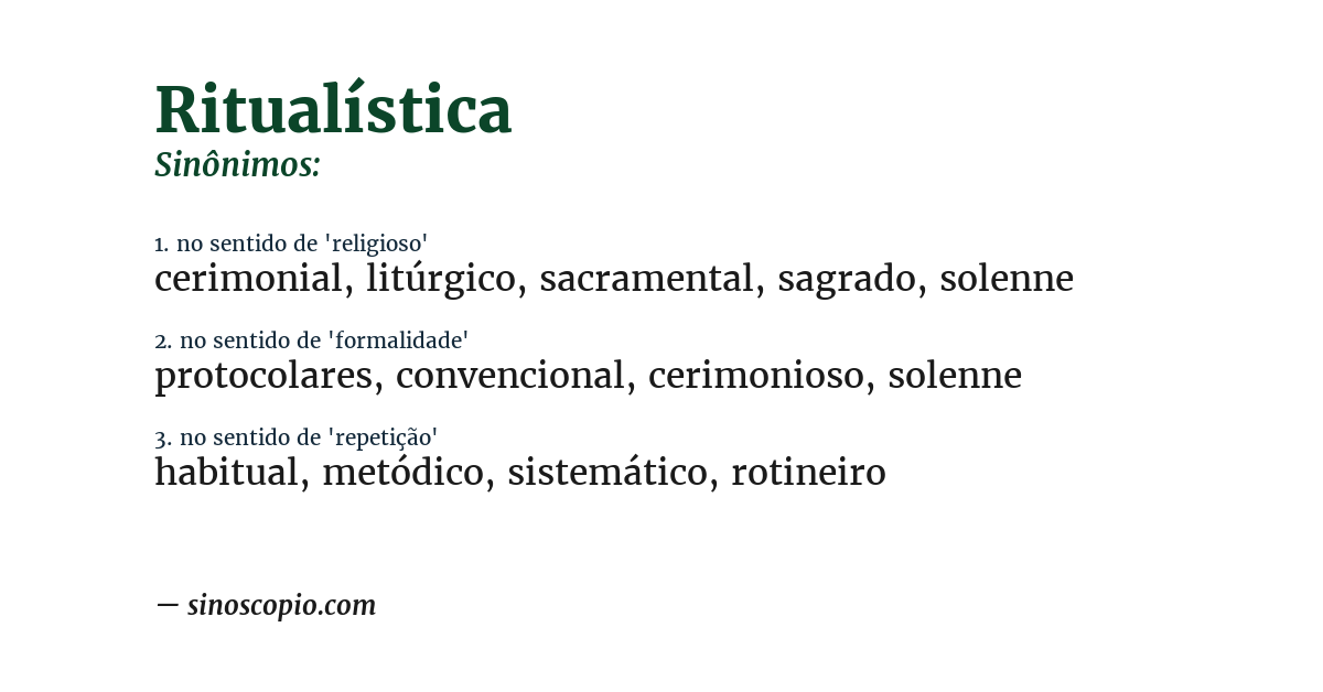Sinônimo de ritualística